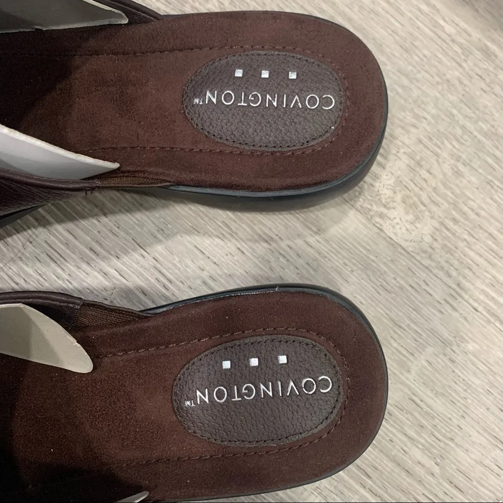 Covington Melinda Brown Wedge Sandals SZ 7.5 Slight Stretch Shoes Comfort New - Image 3