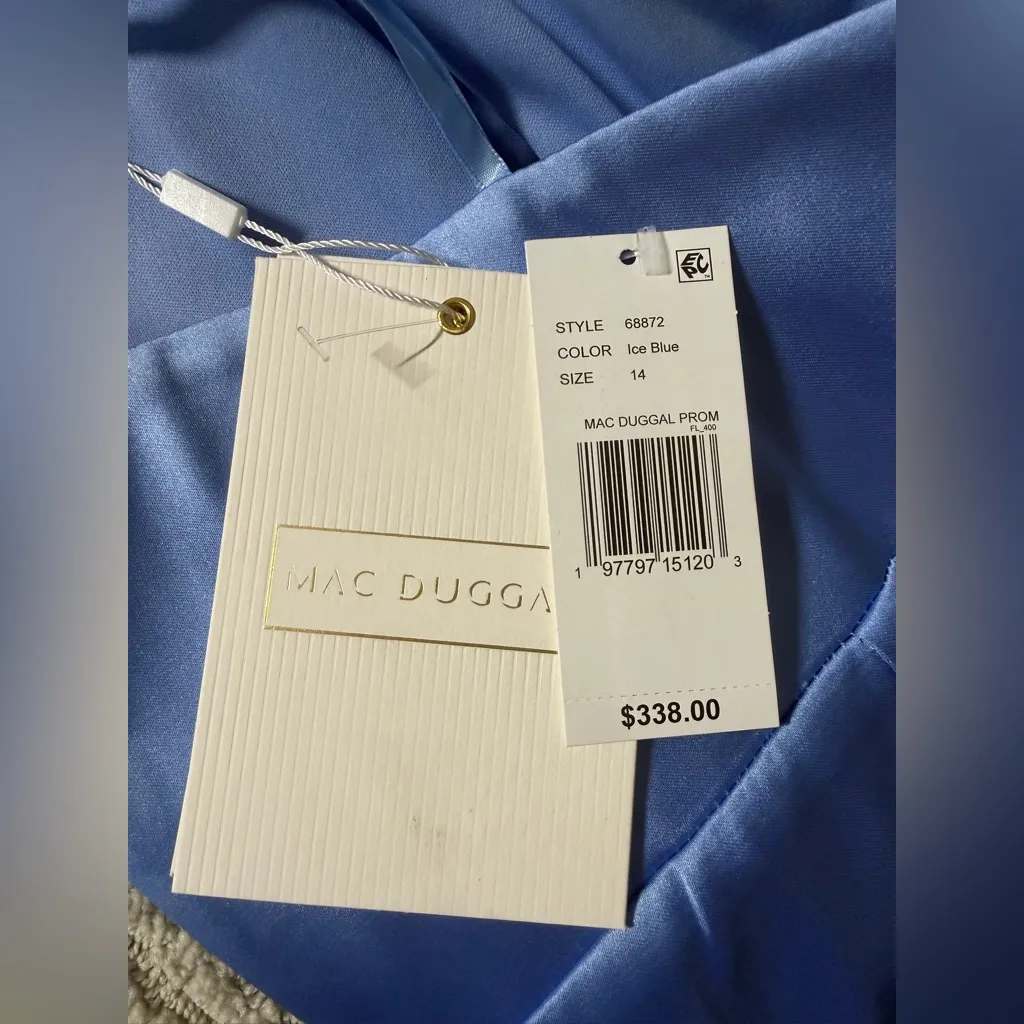 Mac Duggal Strapless Sky Blue Dress - Image 6