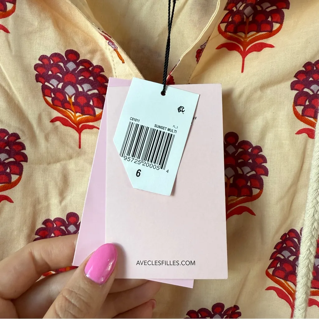 Avec Les Filles Printed Cotton Mini Dress Sunset Multi 6 - Image 6