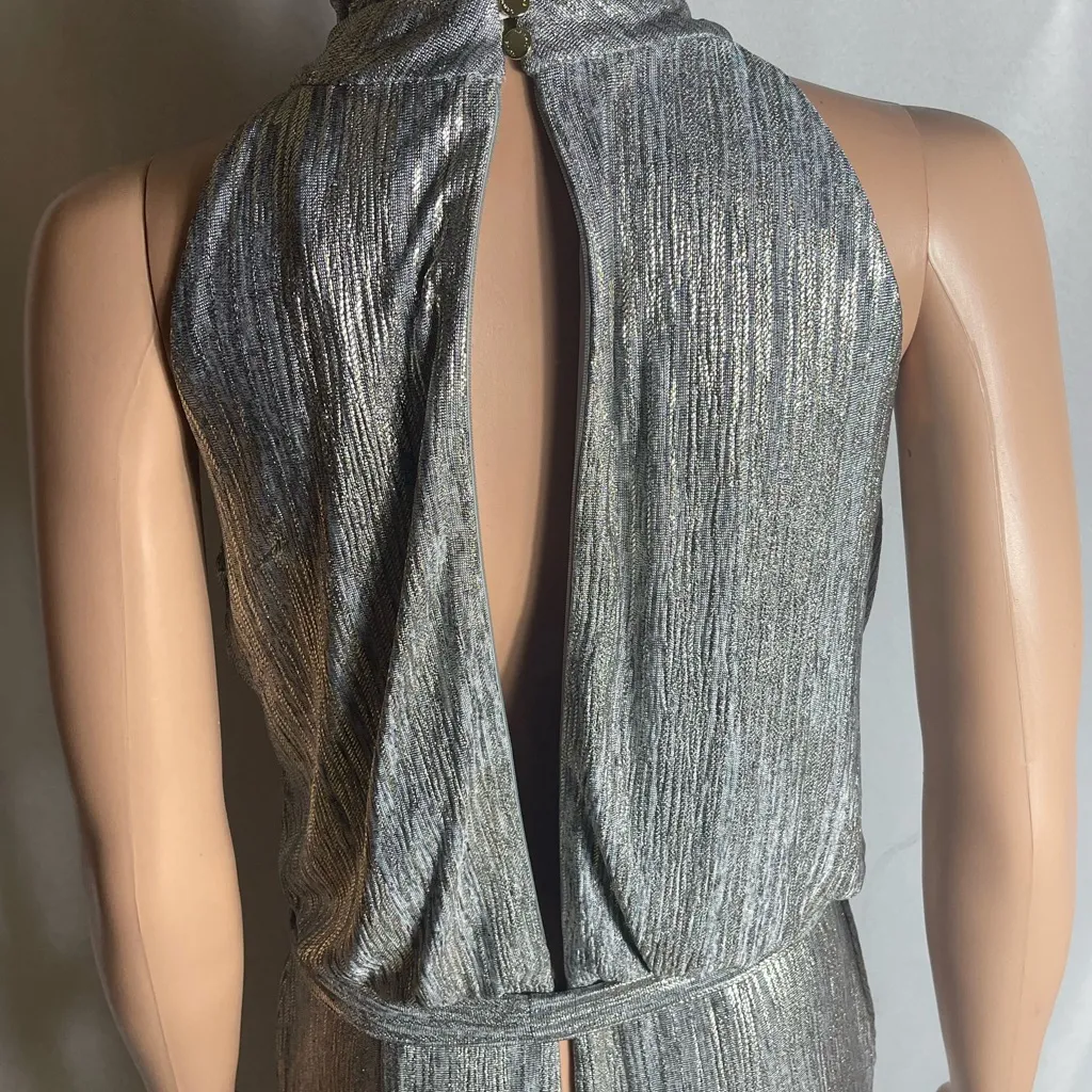 Vince Camuto Metallic Silver Sleeveless Wide Leg Jumpsuit Women’s Size 6 - Image 7