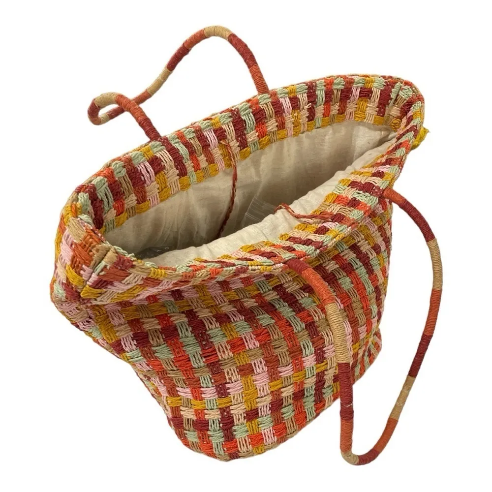 ZARA Multicolored woven tote bag - Image 5