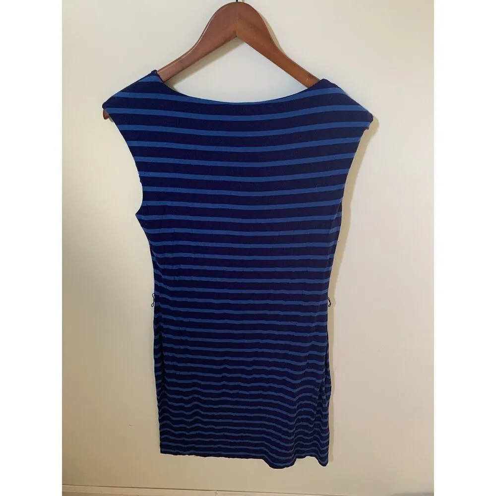 Calvin Klein Size 8 Womans Dress Blue Striped Soft Comfy Knit Casual Work - Image 3