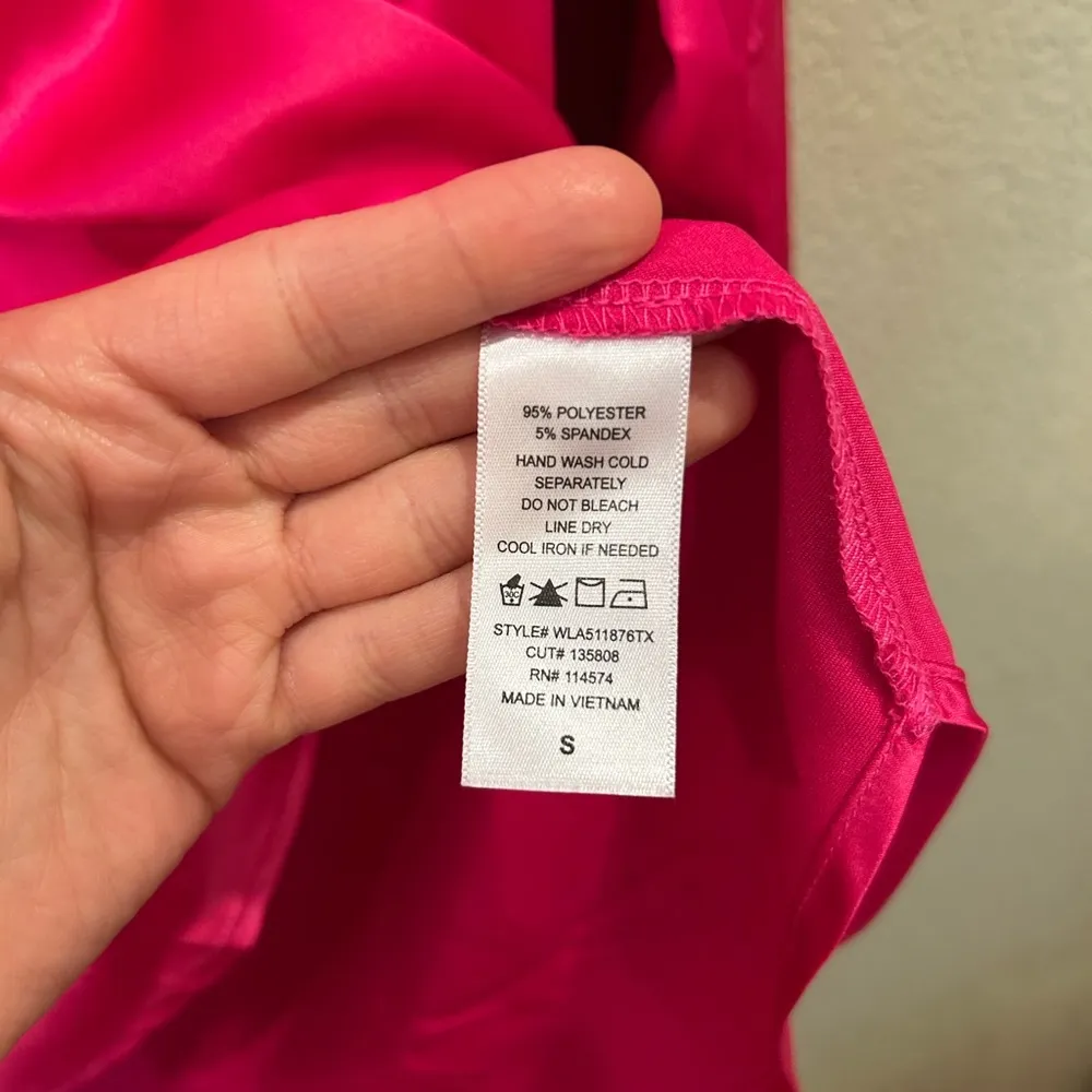 Pleione  Hot Pink Silky Collared Blouse - Image 8