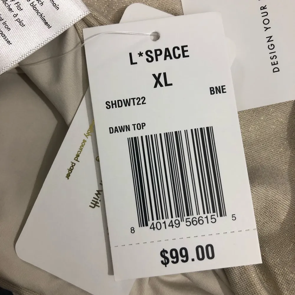 L*Space Dawn Convertible Bikini Swim Top in Shimmer Bone XL NWT - Image 6