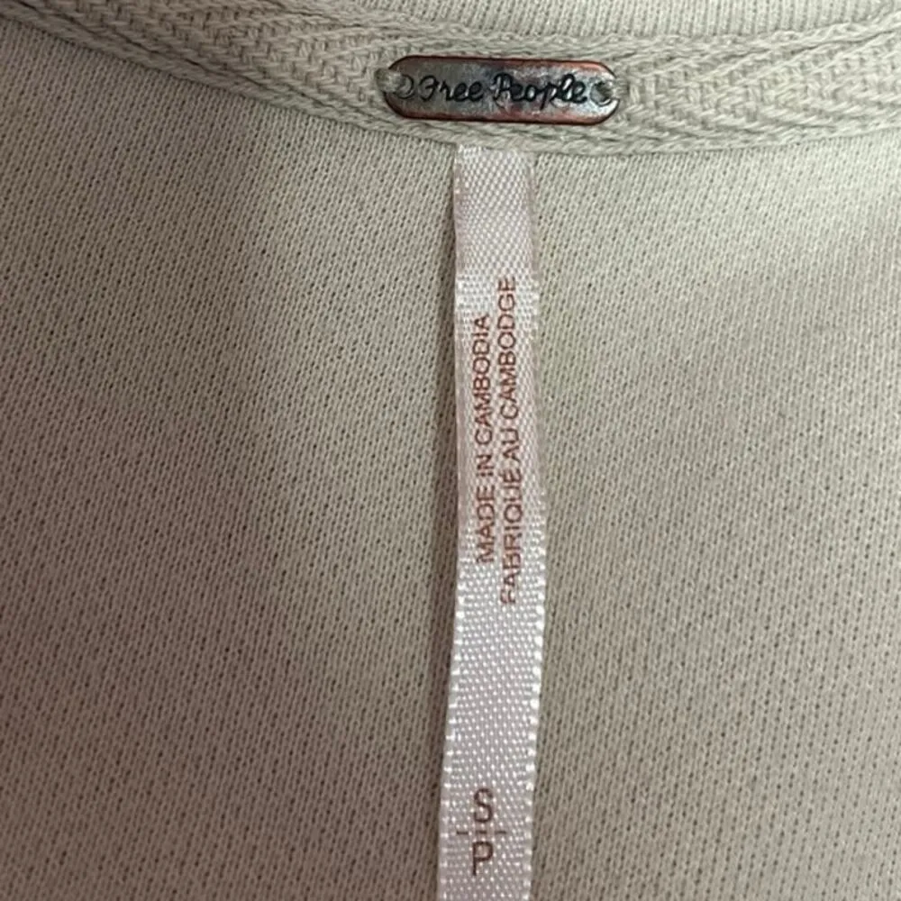 Free People Cream Sherpa Fleece Long Sleeve Button Down Shirt Jacket Size S - Image 4