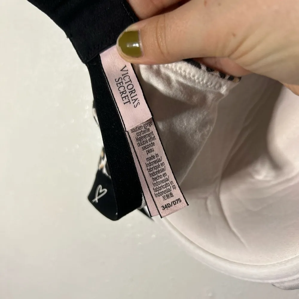 Victoria’s Secret Bra  Leopard Print T-Shirt Lighty Lined Demi LOGO Size 34D - Image 3