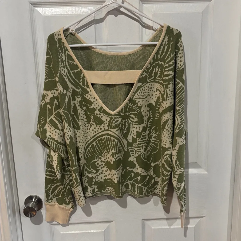 Daily practice Green and Cream Patterned Sweater med - Image 2