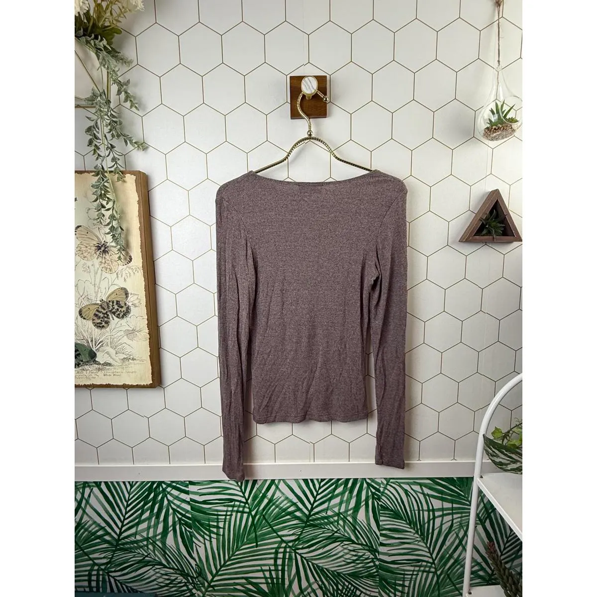 LNA Clothing Mauve Cut Out Ribbed Long Sleeve Top - Size - Small - Image 3