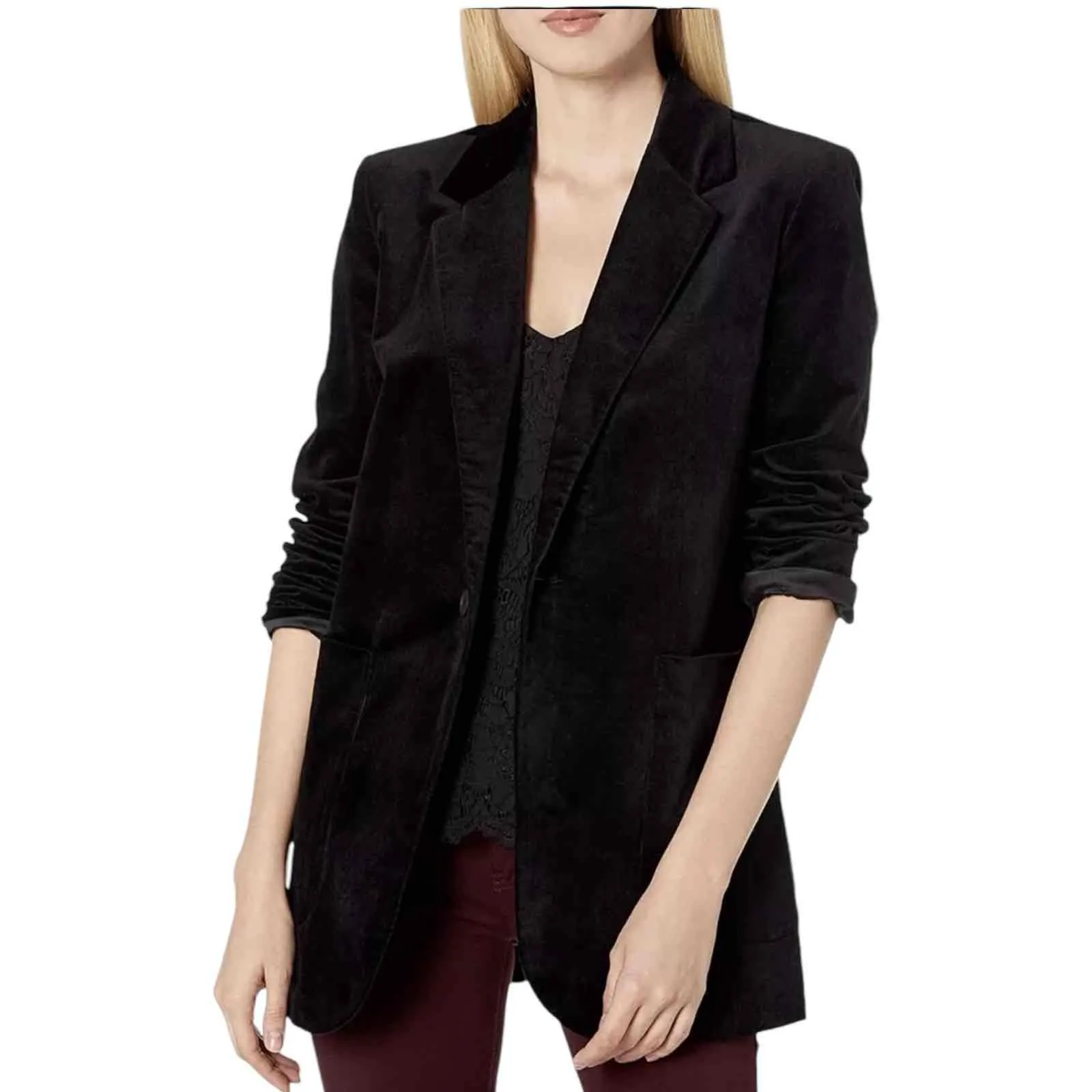 AG Adriano‎ Goldschmied Black Velvet Baylee Jacket Blazer Womens Size Small - Image 2