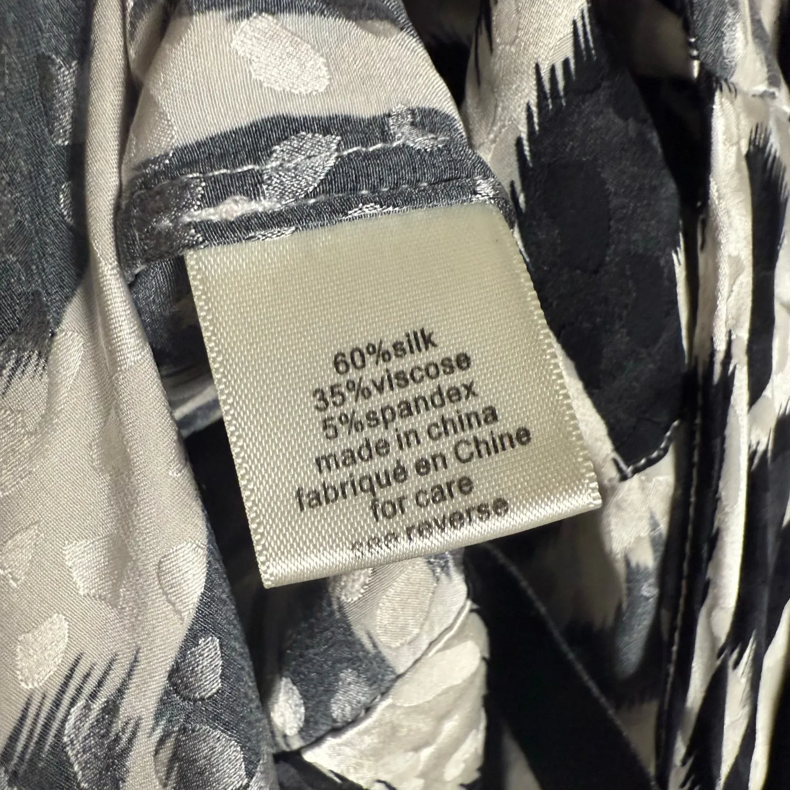 Ronny Kobo Jade Black White Animal Print Long Sleeve Asymmetric Silk Midi Dress Size L - Image 13