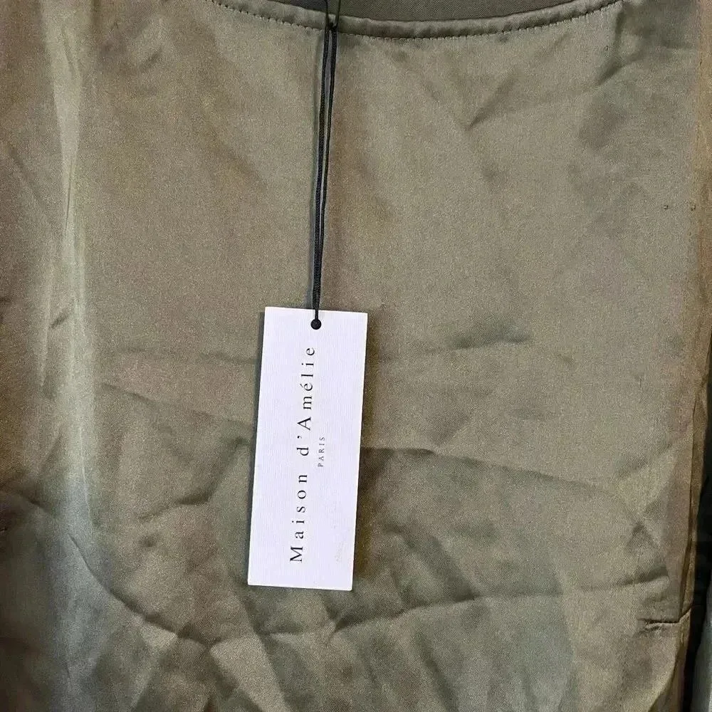 Maison‎ d'Amelie Paris Olive Green Long Sleeve Blouse Top - Image 6