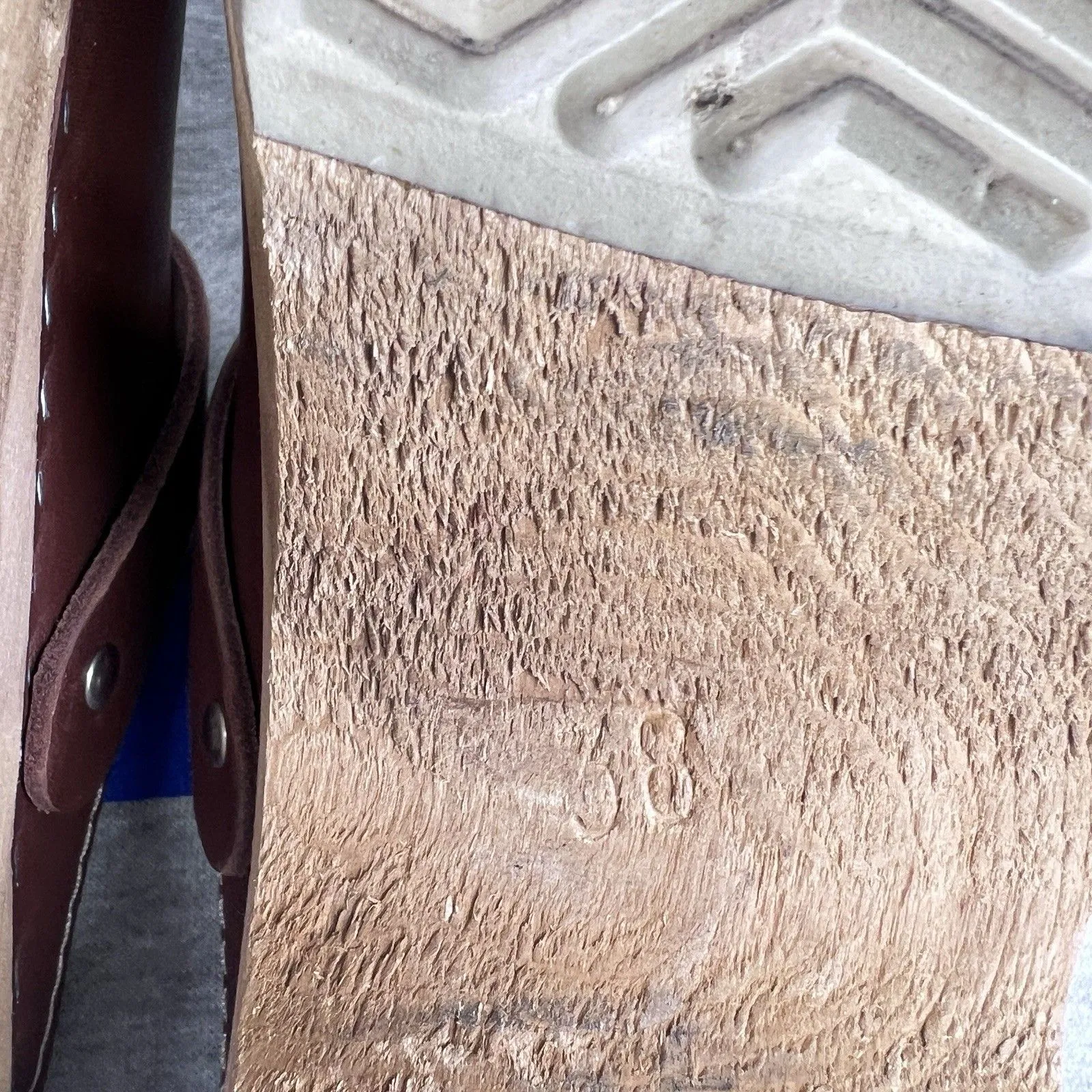 Womens MIA Alma Clog Brown Luggage Leather Wood Swedish 38 US 7.5/8 - Image 5