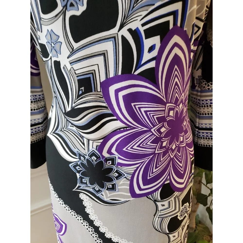 Intermission Women's Multicolor Round Neck Long Sleeve Knee Length Dress Size 12 - Image 3