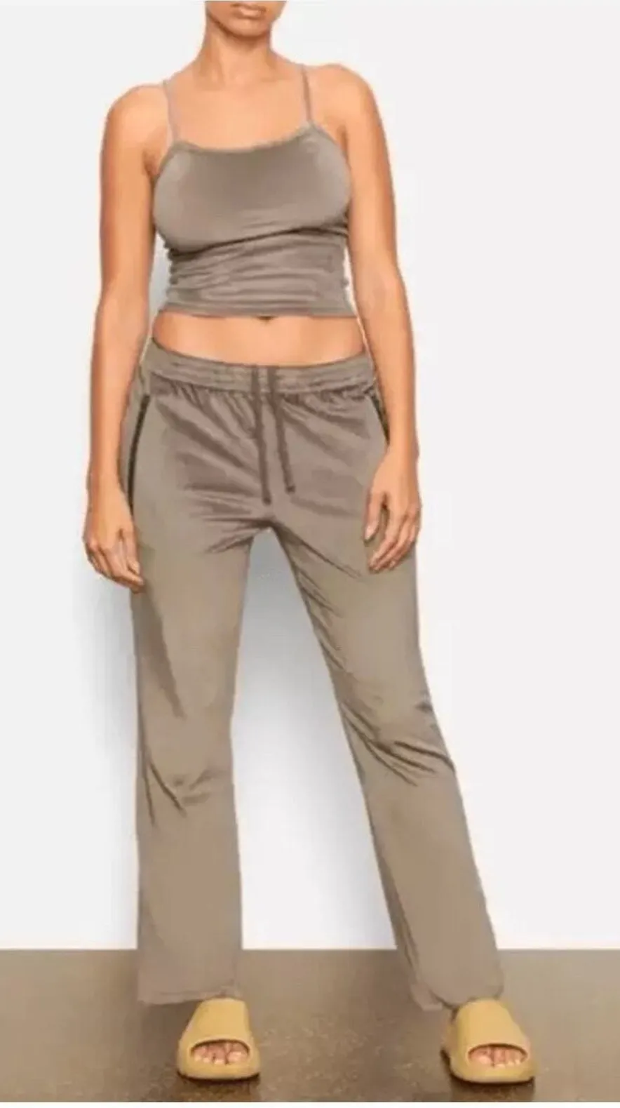 SKIMS Velour Sweatpants 4X Gunmetal Gray Pull On Track Lounge Elastic Waist NWT - Image 1