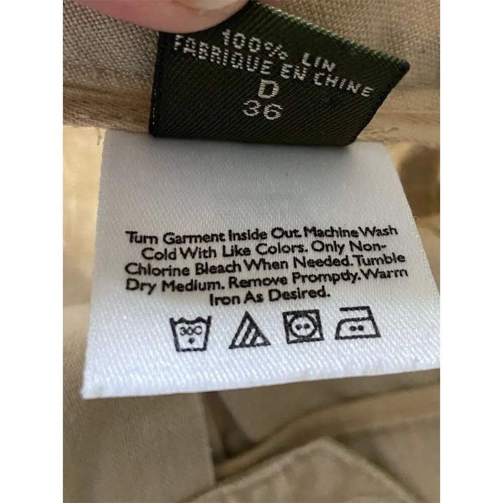 Eddie Bauer A Line Linen Midi Skirt Tan Size 6 Minimalist•Old Money•Coastal - Image 5