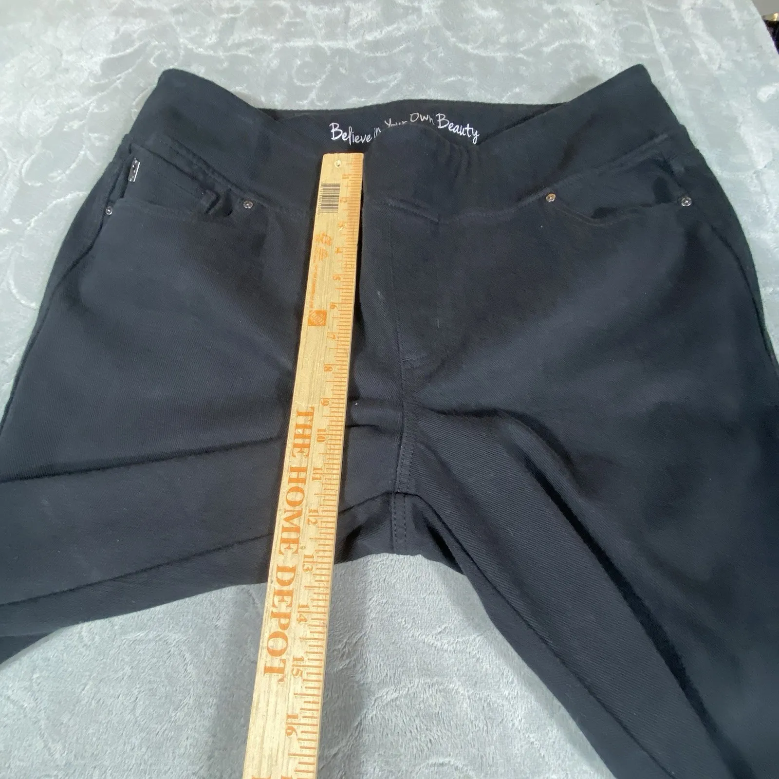 Belle Kim Gravel Black Pull On Jeans Pants Women 20 Plus Petite Stretch Slimming Size undefined - Image 14