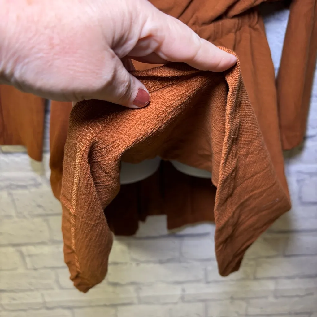 Free People Beach  Santa Maria Dress Size S/P Mini Dress Rust Brown NWT Billowy - Image 9