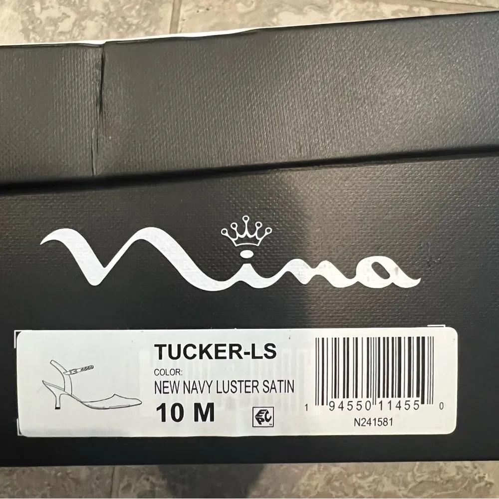 NEW Nina Tucker Crystal Dress Pump, New Navy Luster Satin Size 10M (New in Box) - Image 12