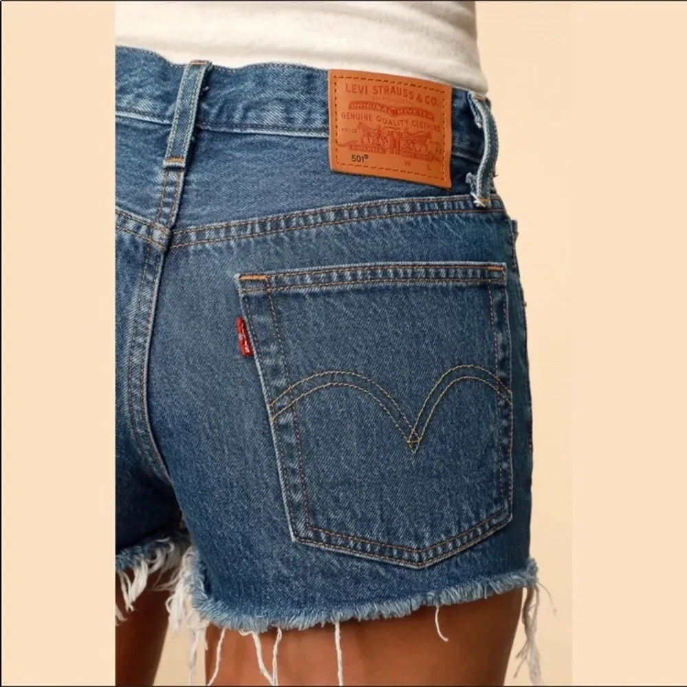 NWT Levi’s 501 Indigo Avenue Medium Wash Button Fly Raw Hem Denim Shorts Size 29 - Image 4