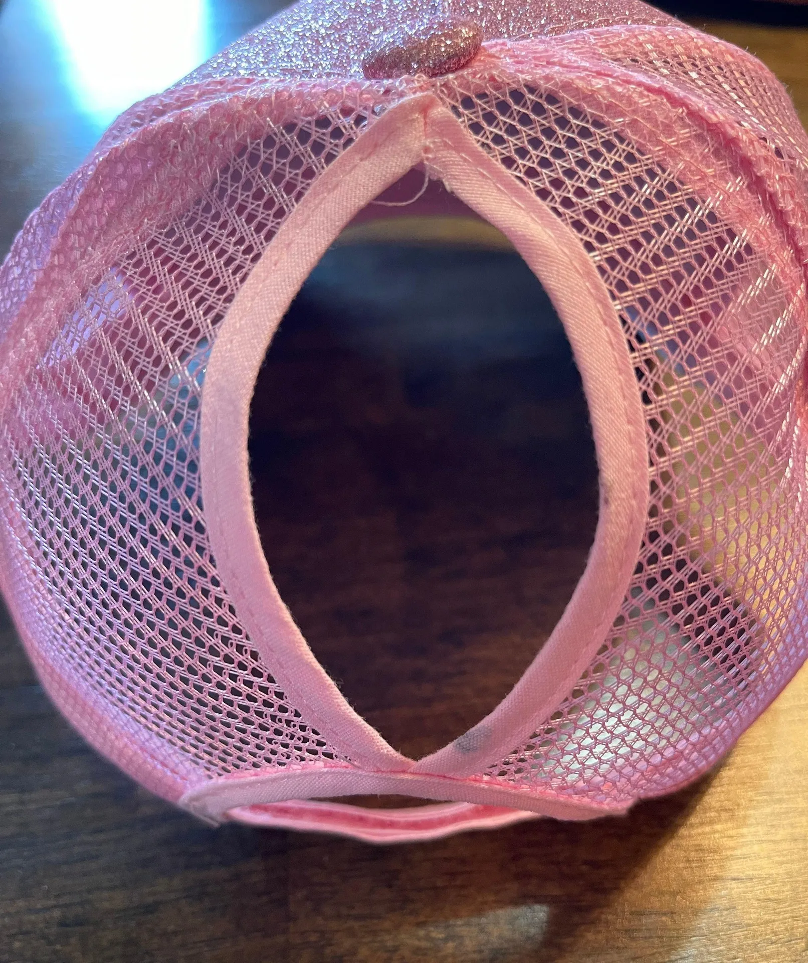 Pink Glitter Football Ponytail Trucker Cap - Image 2