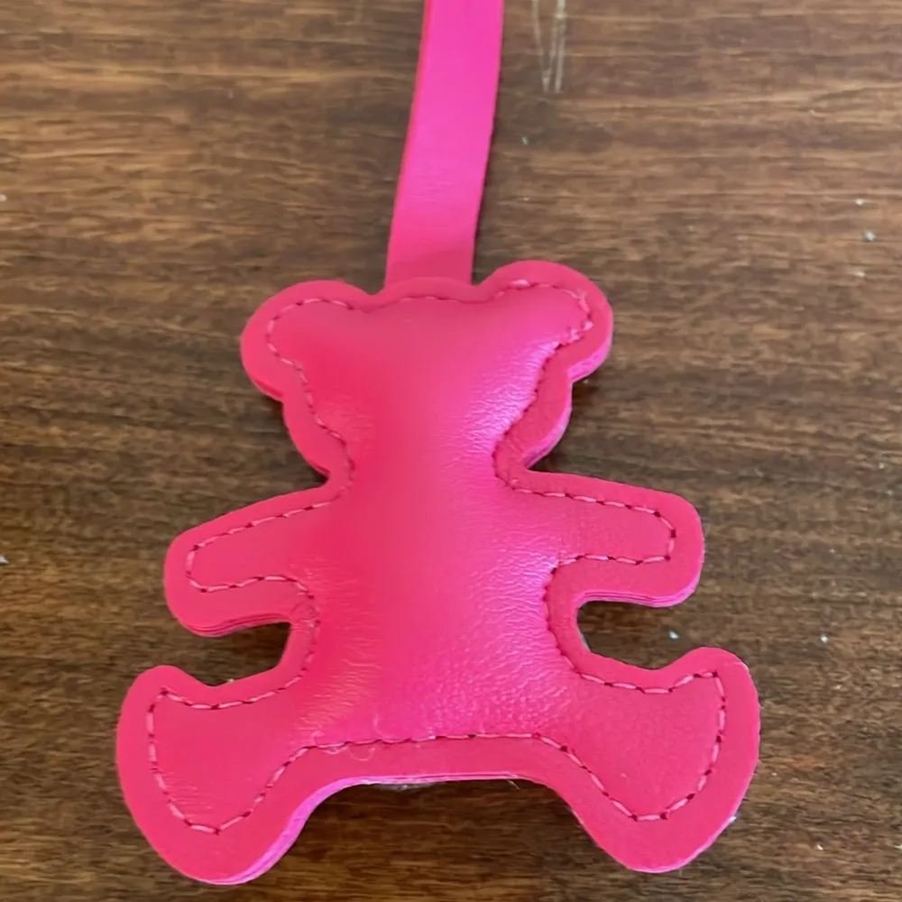 Teddy Bear Leather Bag Charm NEW Pink - Image 3