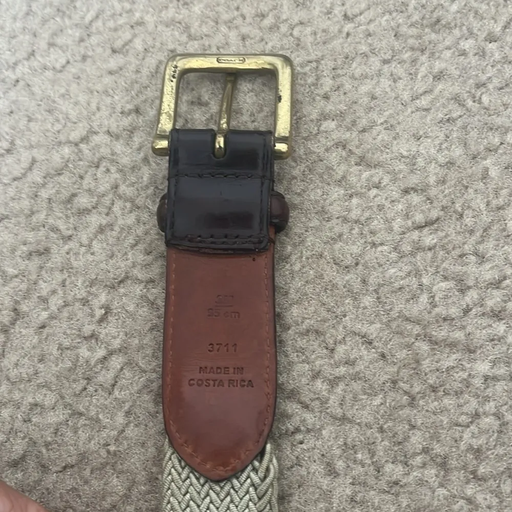 Vintage COACH Belt Genuine Leather & Canvas Men’s Belt 3771 Tan Size 38 - Image 4