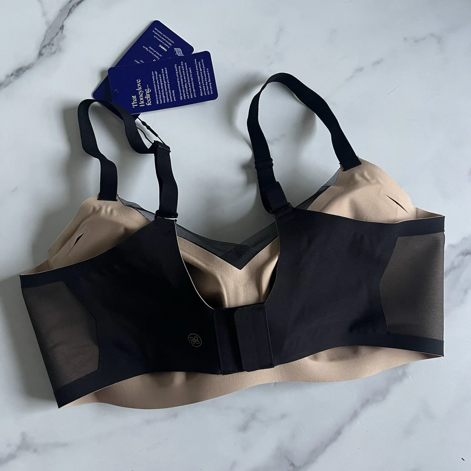 Honeylove Crossover Wireless Bra in Runway Black Tan Size 38D/DD Comfortable - Image 4