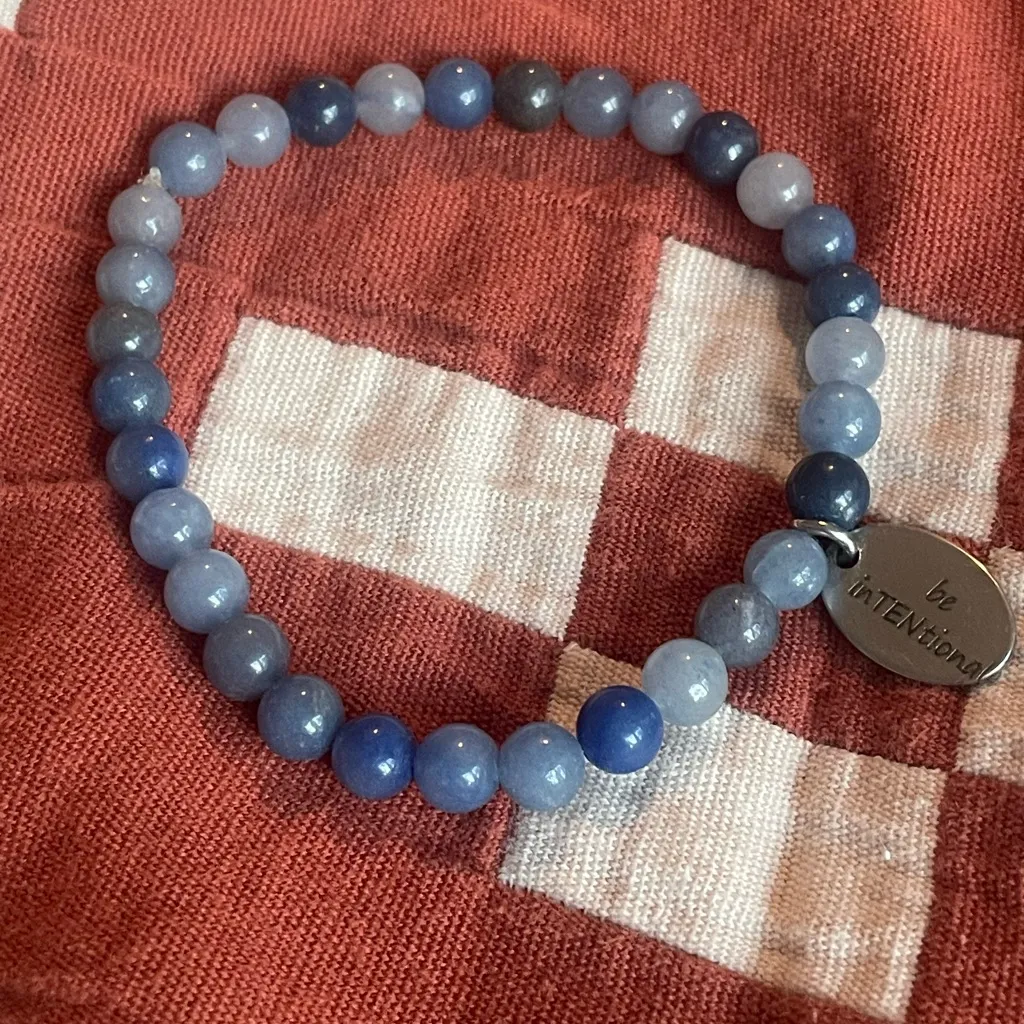 Blue Beaded Bracelet with Inspirational Charm - Image 3