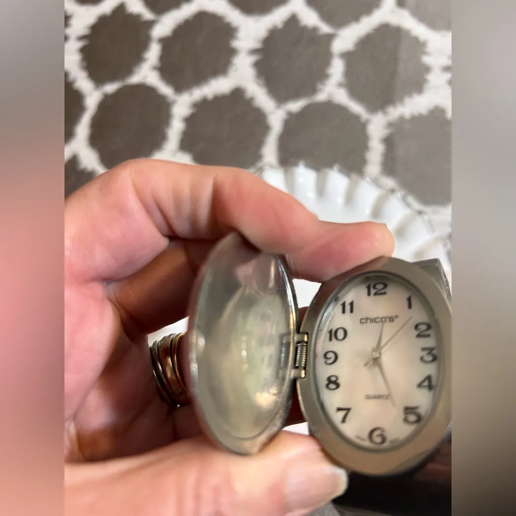 Chico's Silver Cuff Bracelet Watch Turquoise Stone chunky western southwestern - Image 7