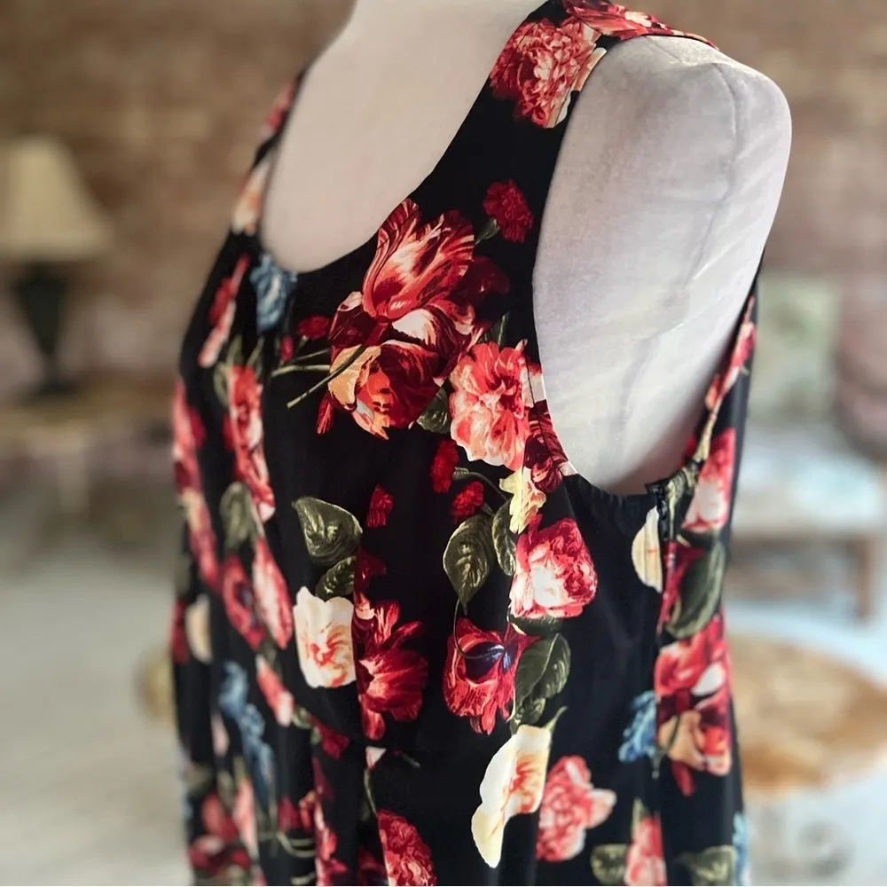 H&M Mama Dress Maternity Black Red Floral Mini M Garden Party Wedding Guest Chic - Image 7