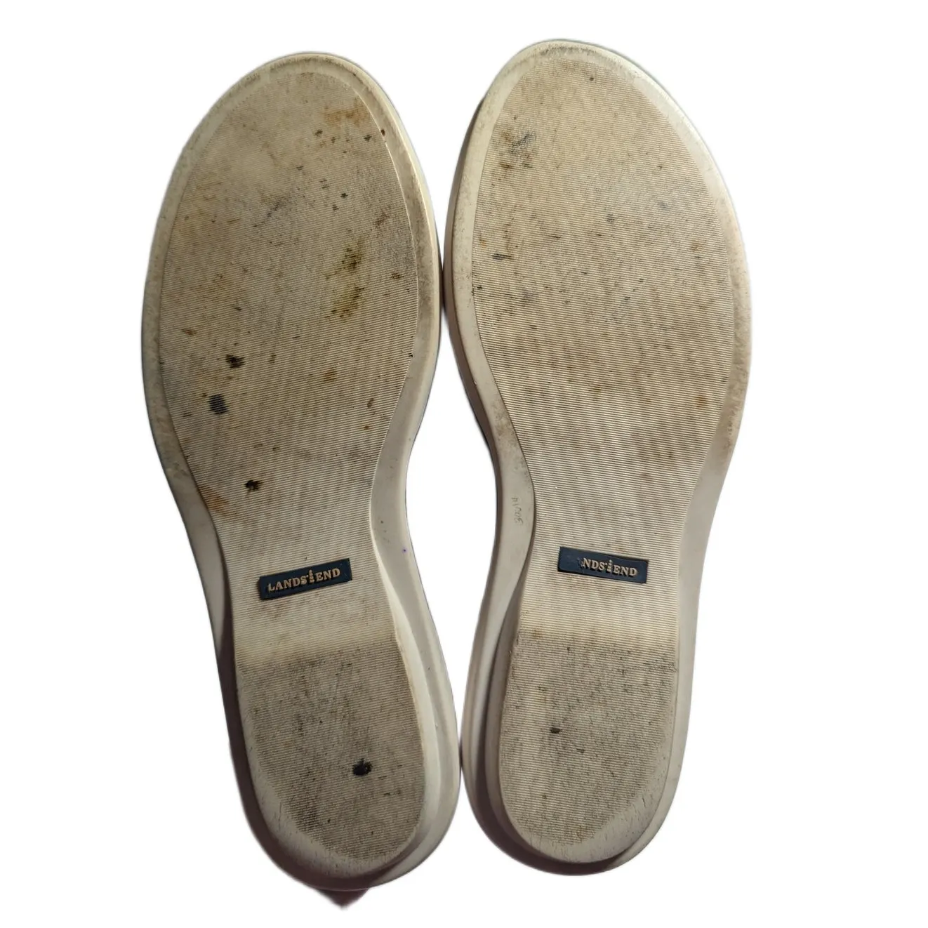 Vtg Y2K Lands' End Black White Leather Flower Accent Toe Post Thong Sandals Sz 6 - Image 6