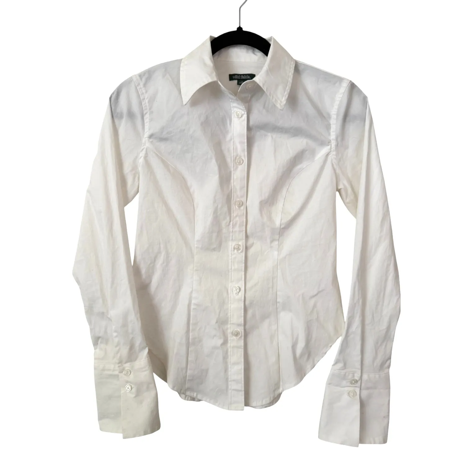 Wild Fable White Button Down Collar Long Sleeve Basics Curved Hem Dress Shirt-XS - Image 2