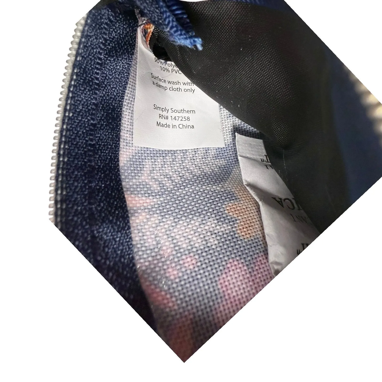 Simply Southern Double Zip ID Wallet Women's Navy Floral Gold Pineapple 4.25x3" - Image 7