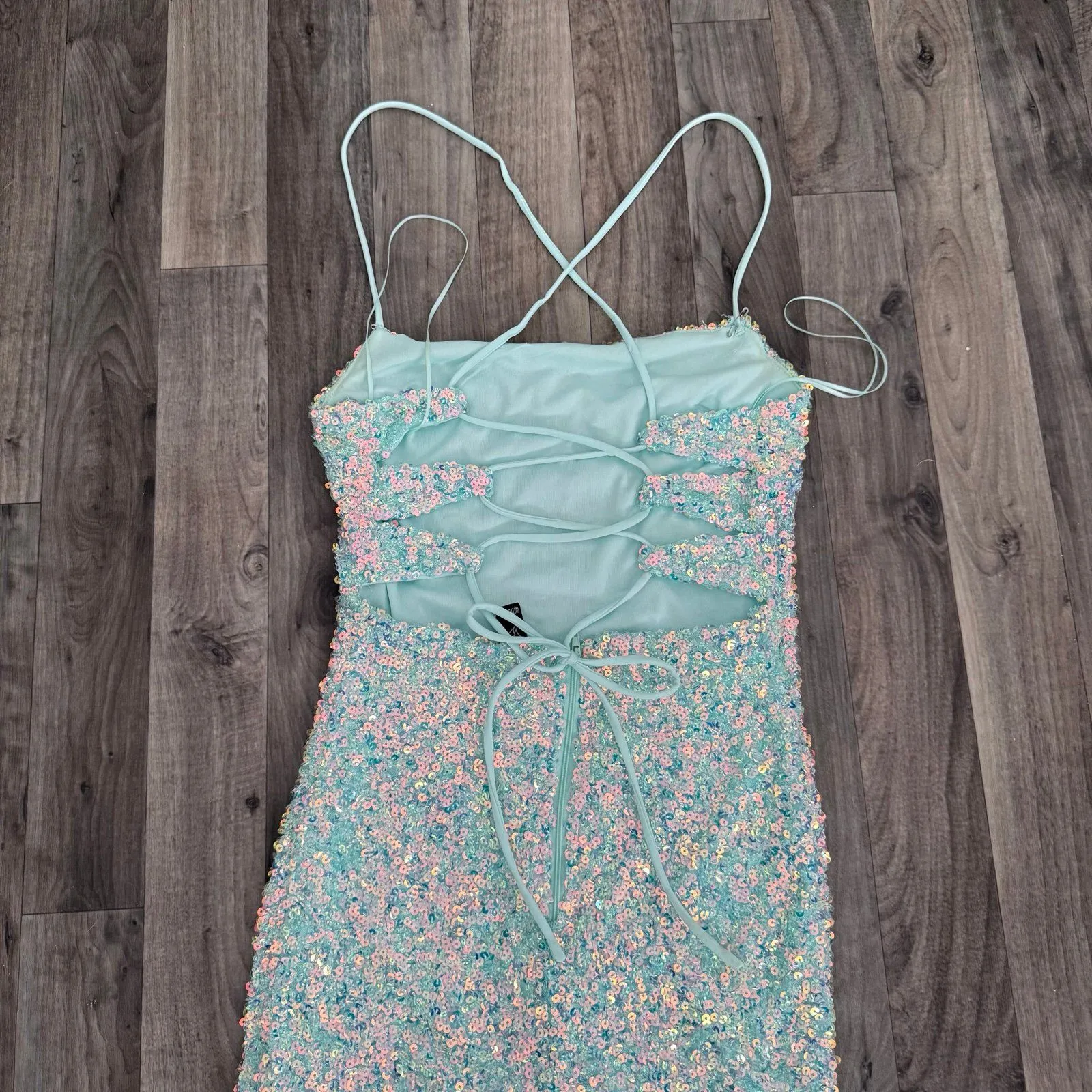 Windsor sequin sparkly iridescent blue prom homecoming mini dress - Image 6