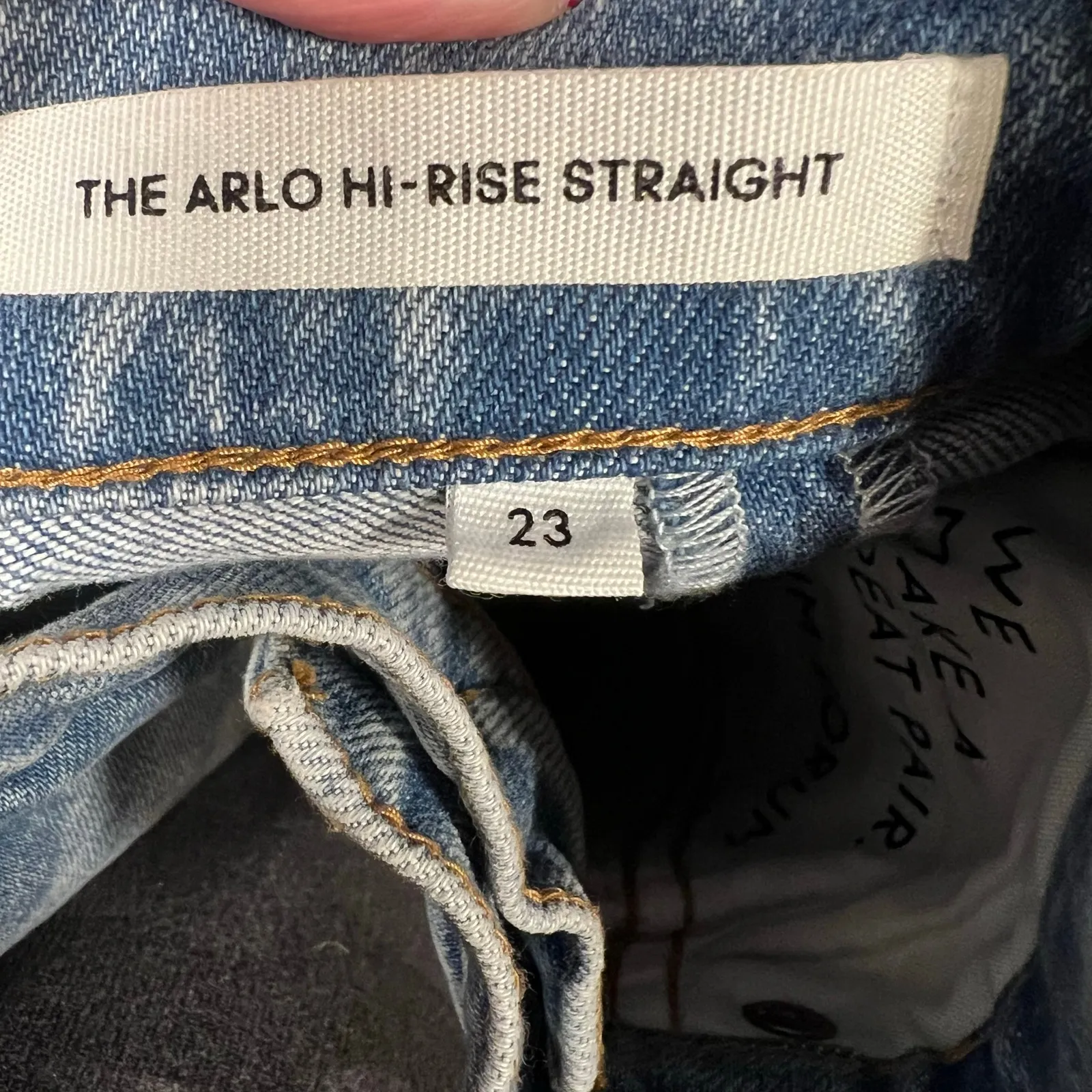 Denim Forum Aritzia The Arlo high rise straight jean button fly pockets size 23 Blue - Image 8