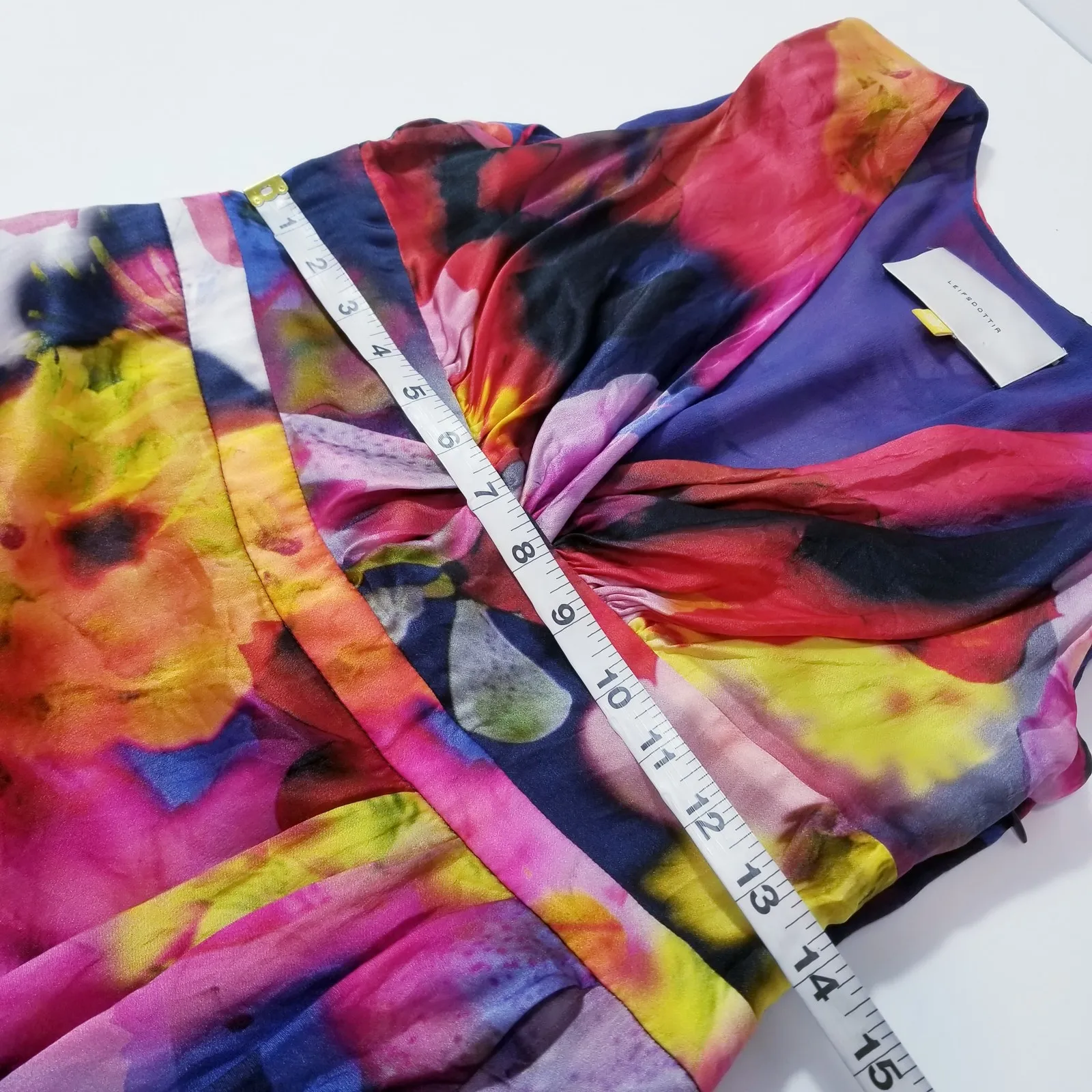 Anthropologie Leifsdottir 100% Silk Tulip Hem Watercolor Mini Dress - Image 5