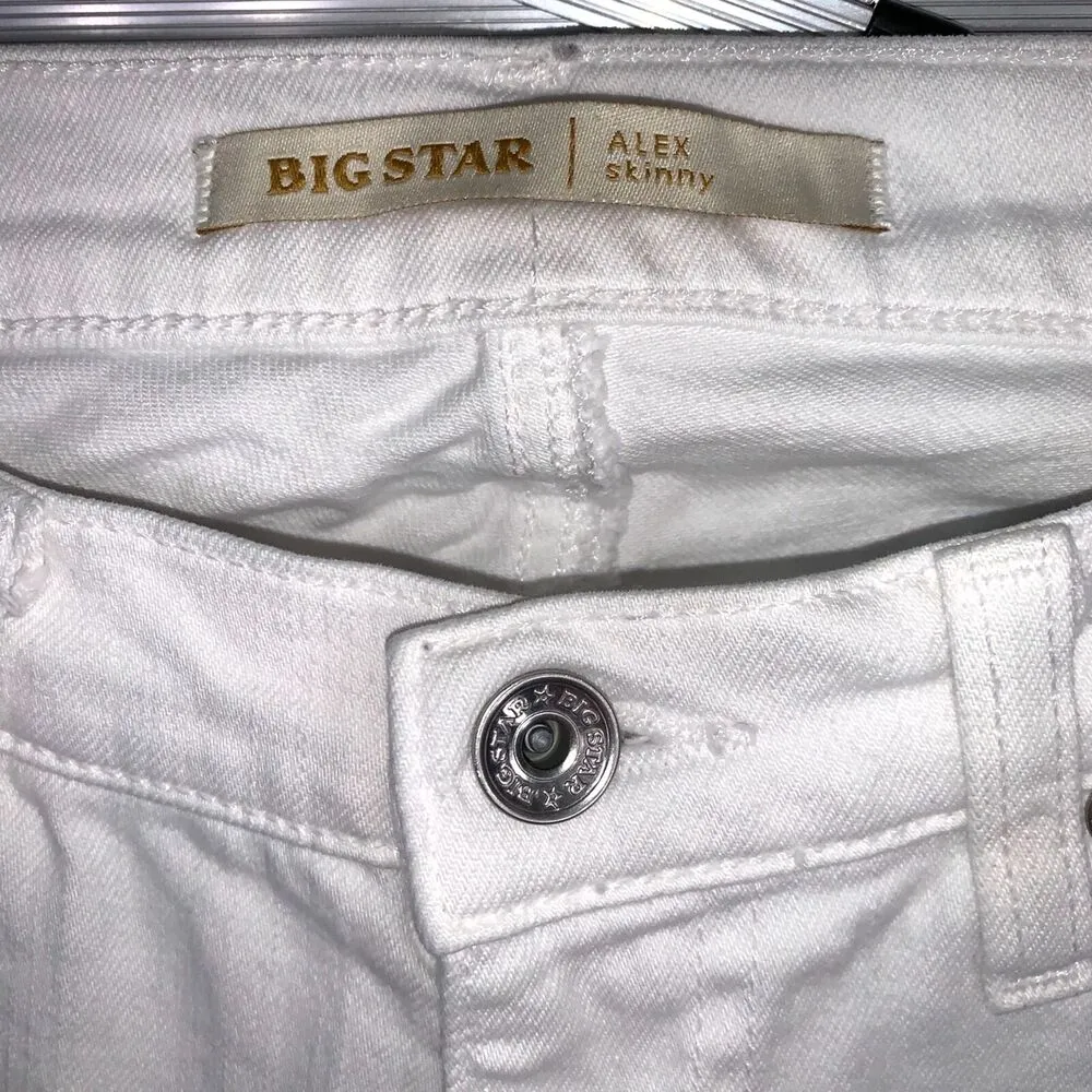 Big Star Womens Denim Skinny Jeans Alex Fit Stretch White Size 27 - Image 11