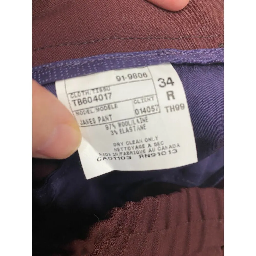 Ted Baker Dress Pants Women 34 Purple Straight Leg Regular Fit Slash Pockets B47 - Image 4