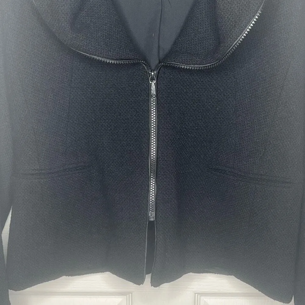 Lafayette 148 Sz 10 Black Virgin Wool Zipper Jacket - Image 3