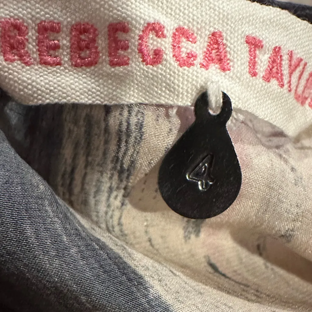 Rebecca Taylor Silk Black White Short Sleeve Abstract Round neck Blouse Size 4 - Image 4