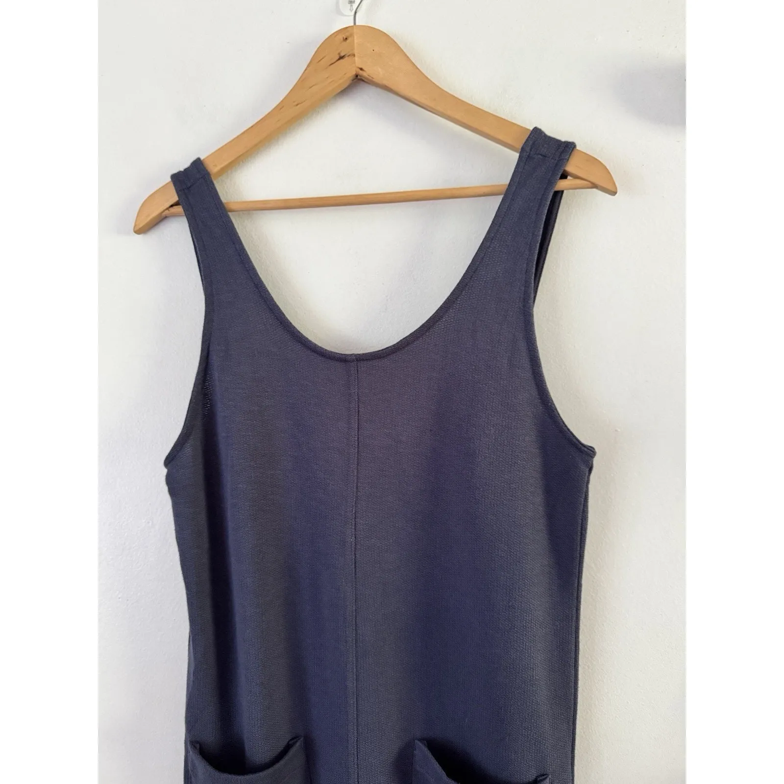 Old Navy Blue Sleeveless Loose Marled Fleece Lounge Jumpsuit Wide Leg Size XS - Image 3