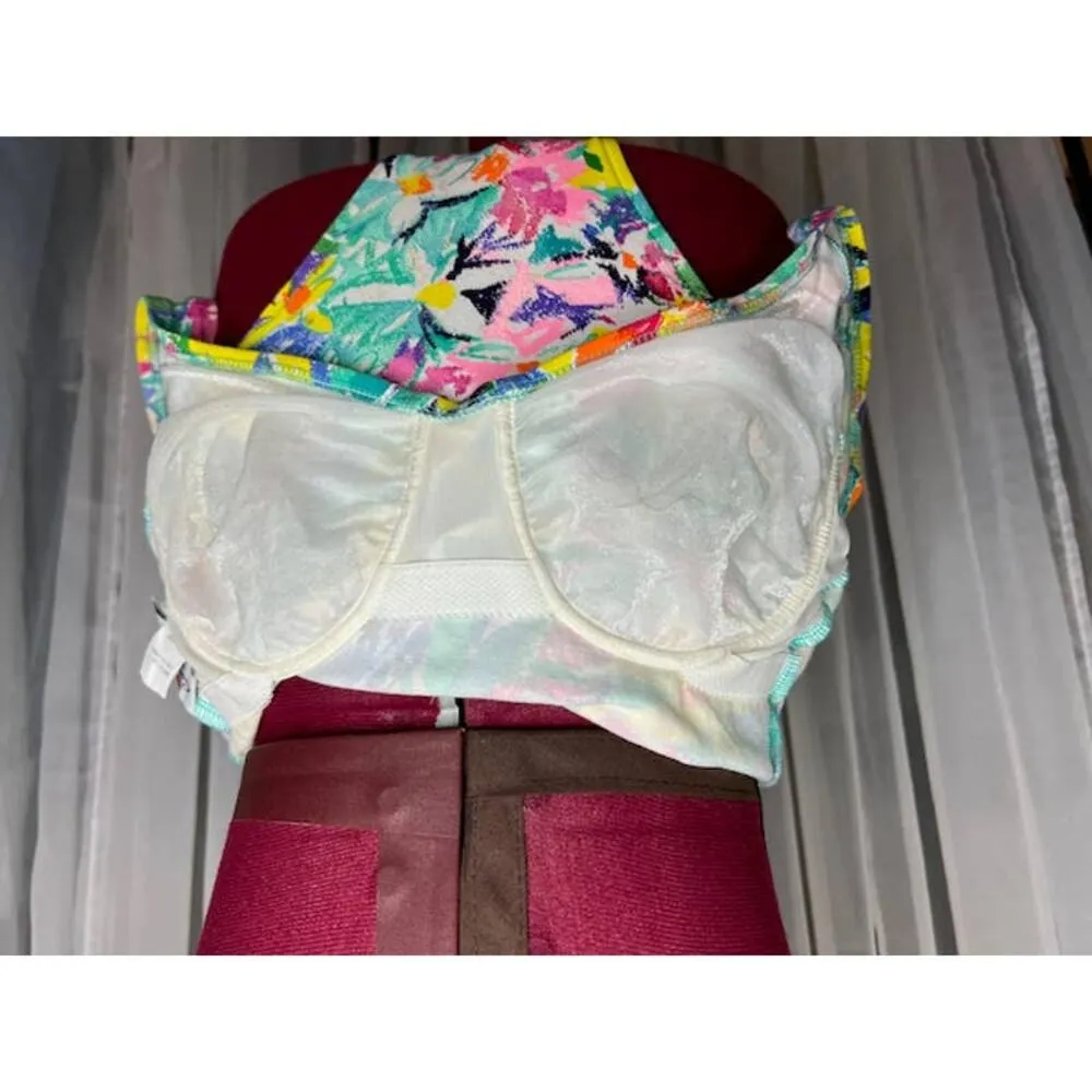 one piece swimsuit floral high cut green yellow orange bright - Image 7