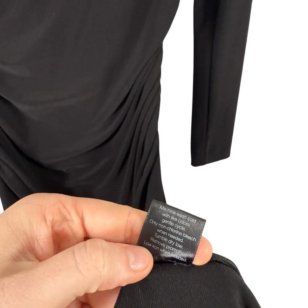 KamaliKulture Norma Kamali Black Slinky Long Sleeve Dress LBD Capsole Womens Sm - Image 5