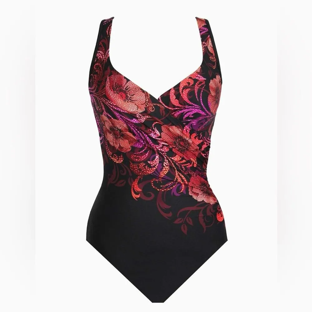 Miraclesuit It’s a Wrap Swimsuit Poppy Slimming Floral Swim Sz 8 New One Piece - Image 8