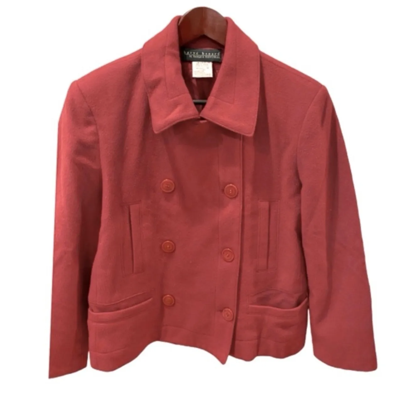 Vintage Harvé Benard Wool Cashmere Blazer Coat 10 Dusty Pink - Image 2