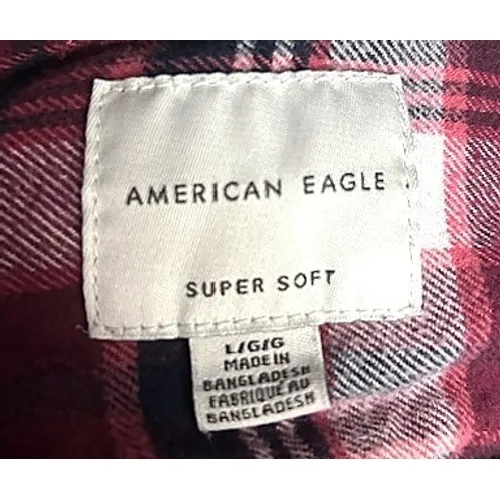 American Eagle Flannel Shirt Womens L Red Plaid Soft Rustic Cabin Core Hiking Size L - Image 3