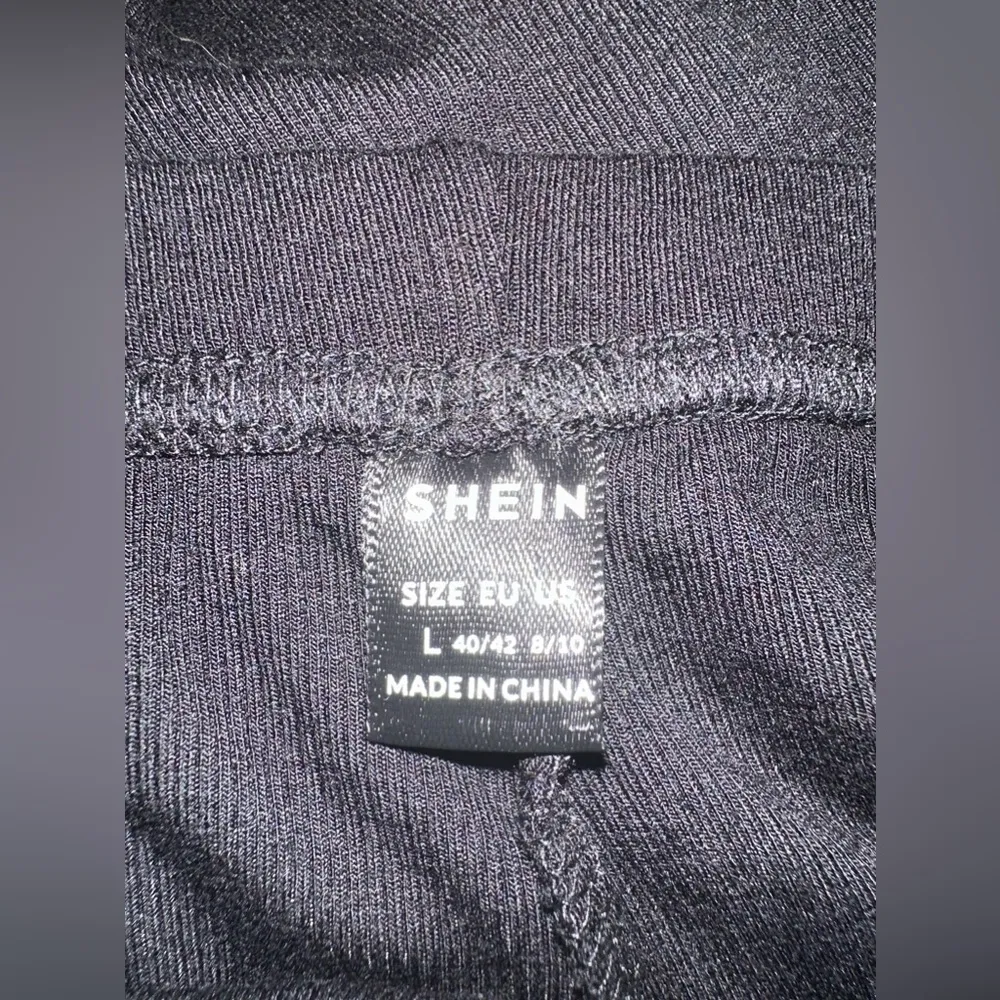 Shein Black Ribbed Rhinestone Pants with Elastic Waist Large - Image 5