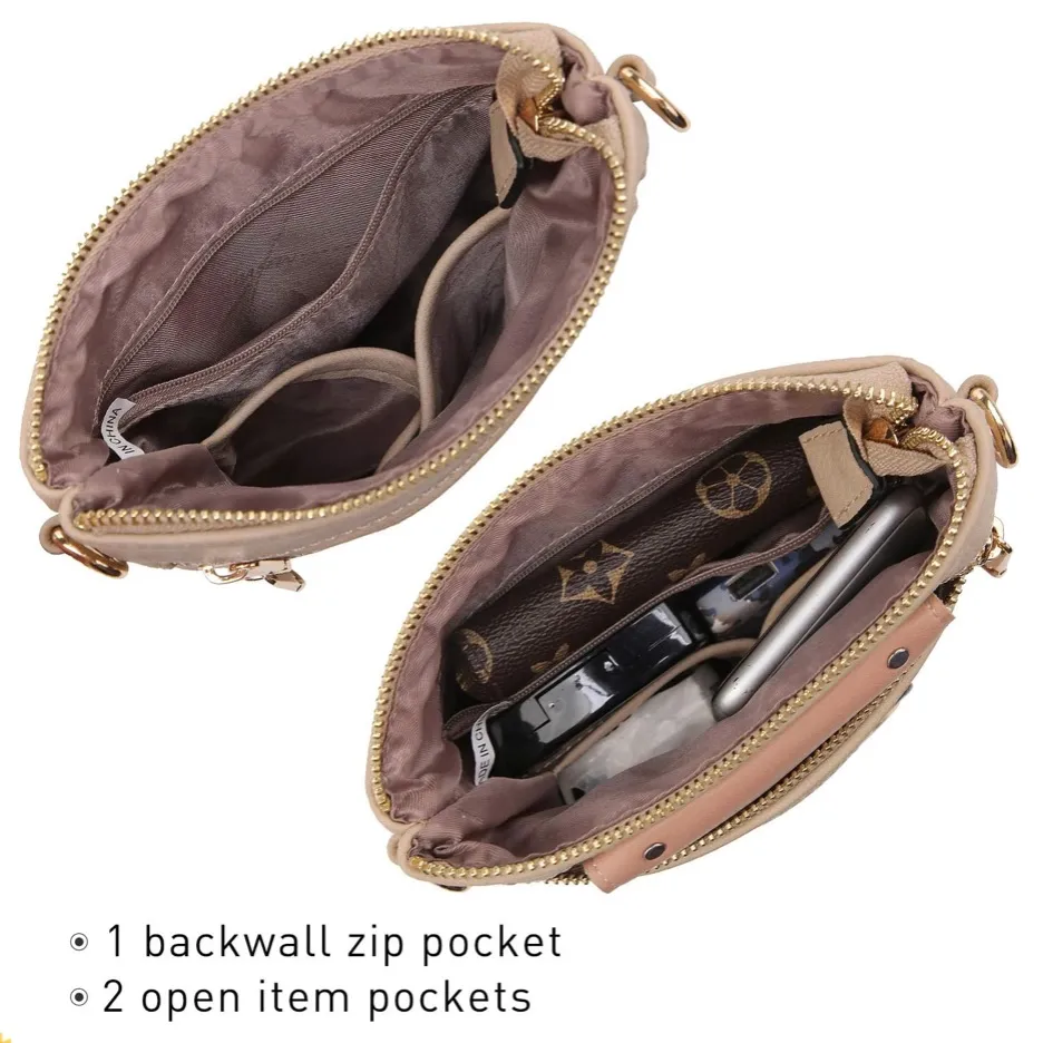 Faux Leather Crossbody Bag Pink - Image 6