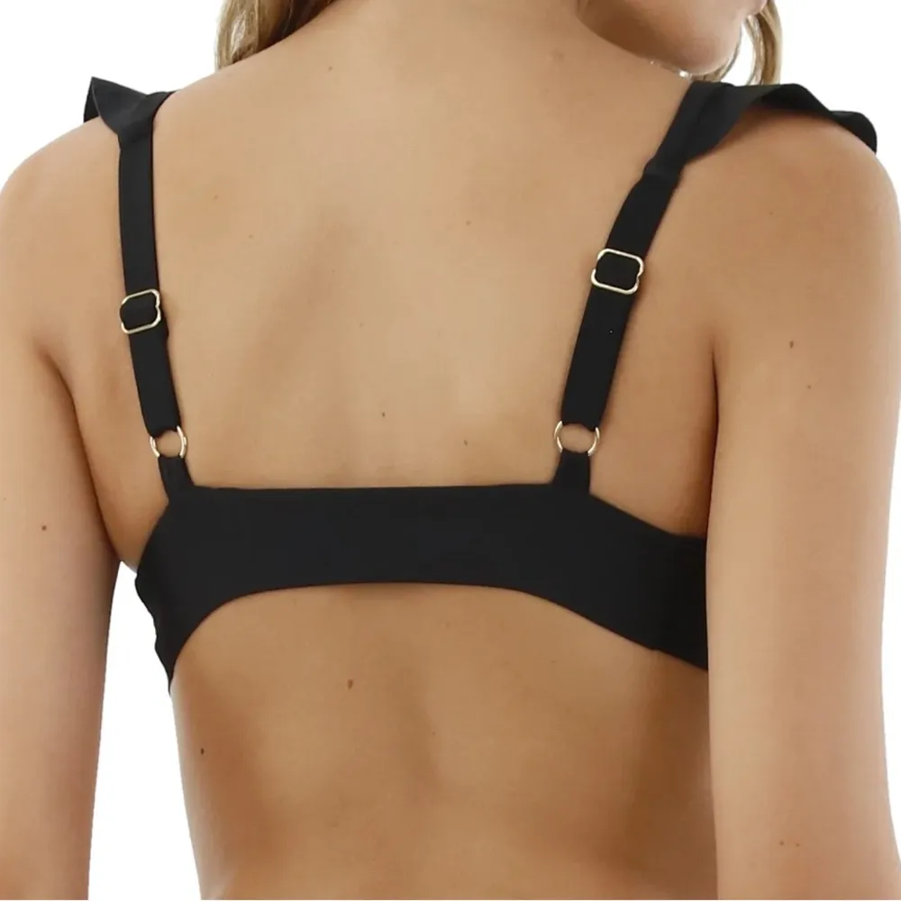 Malai Black Darling Bikini Top Size Small NWT Ruffle‎ - Image 2