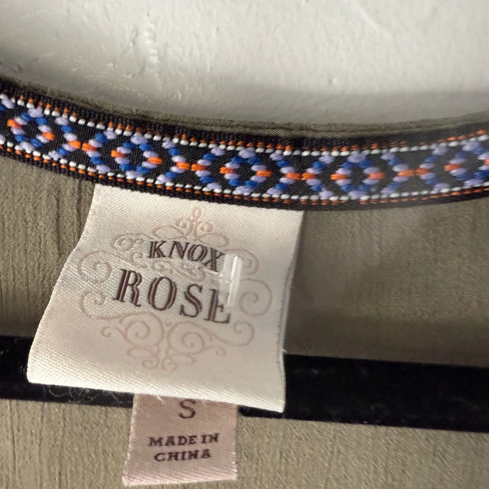 Knox Rose Dress Size S Olive Green Embroidered Boho Short Sleeve Boho Peasant‎ - Image 6